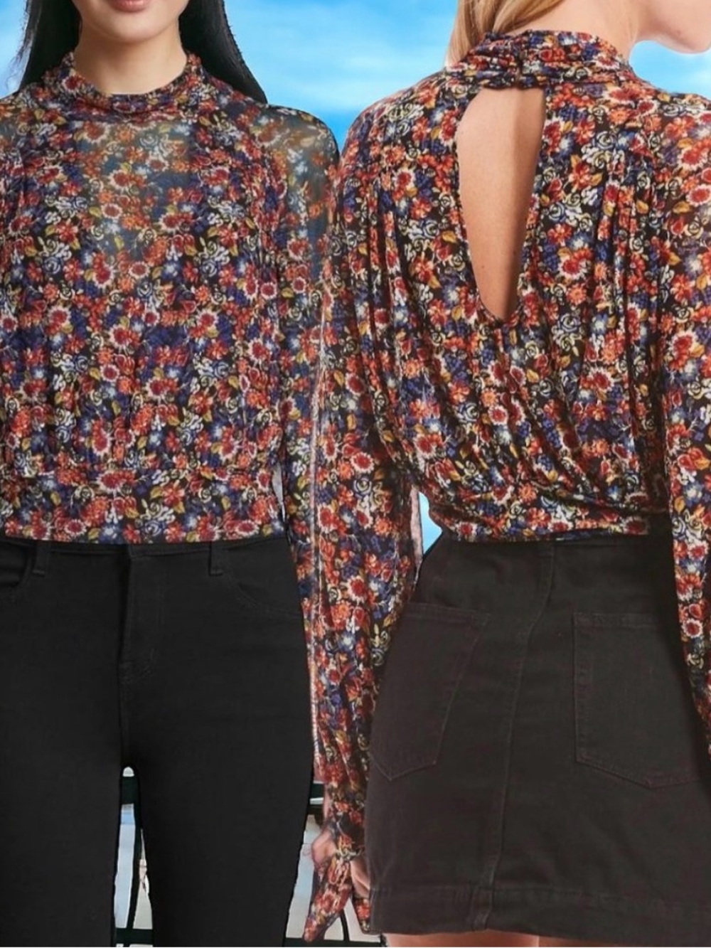 Free People all dolled up floral cropped blouse Size Medium